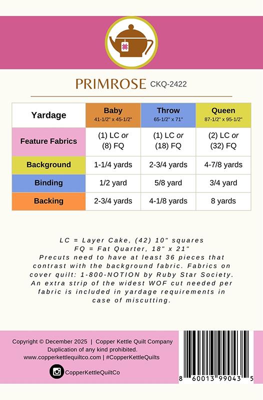 Primrose Quilt Pattern by Copper Kettle Quilt Company