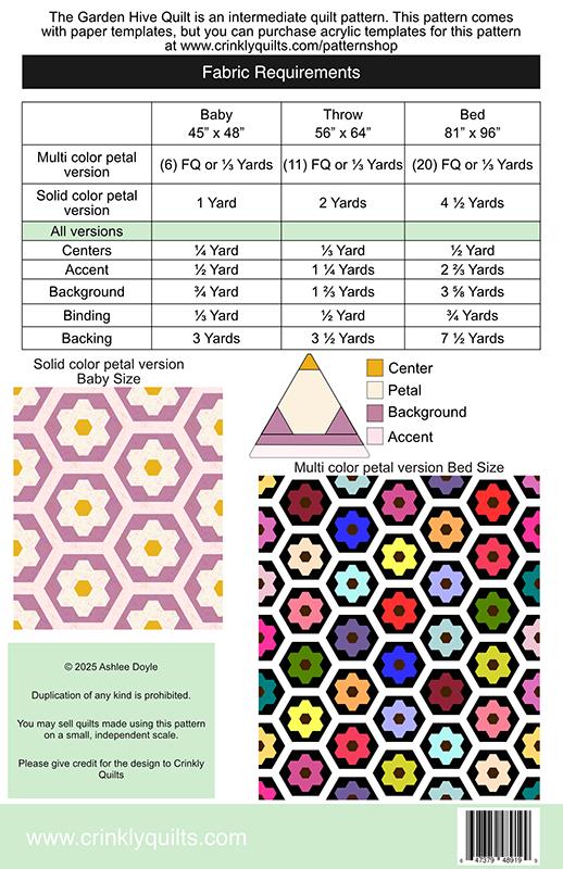 Garden Hive Quilt Pattern by Crinkly Quilts