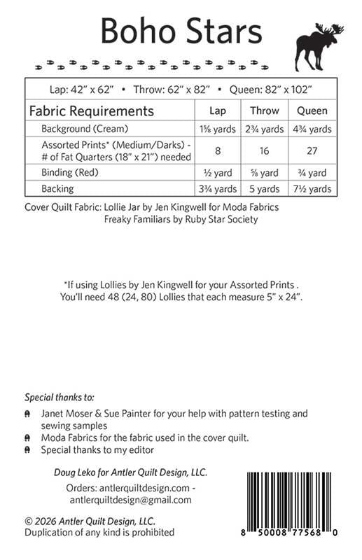 Boho Stars Quilt Pattern by Antler Quilt Designs