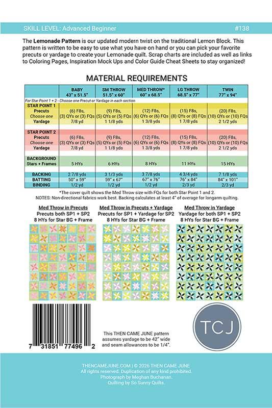 Lemonade Quilt Pattern by Then Came June