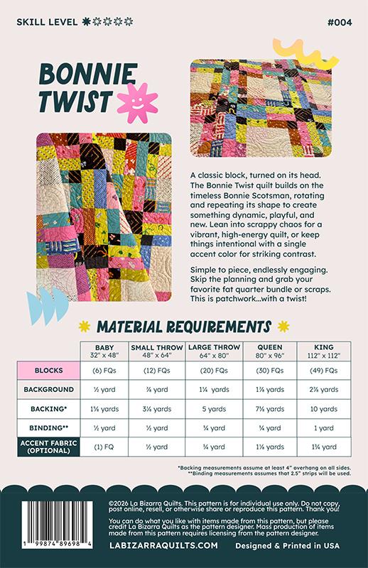Bonnie Twist Quilt Pattern by La Bizarra Quilts