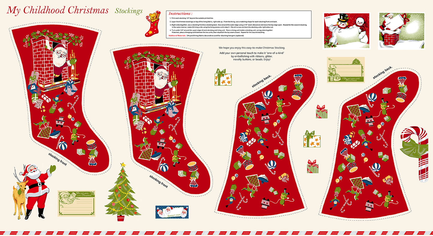 My Childhood Christmas by Stacy West - 24 Inch Stocking Panel 1411P-86 (Estimated Ship Date May 2024)