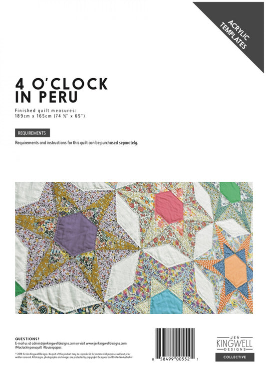 4 O'Clock In Peru Template Only by Jen Kingwell Designs - Special Order