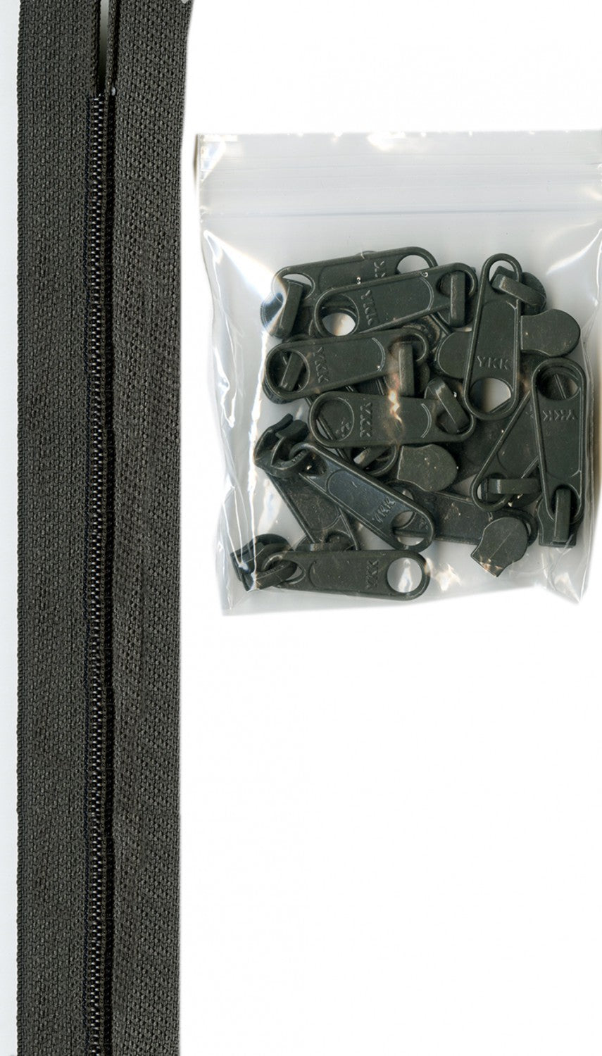 4 Yards of 16mm #4.5 Zipper Chain and 16 Extra-Large Coordinated Pulls Slate Gra # ZIPYD-120- Special Order