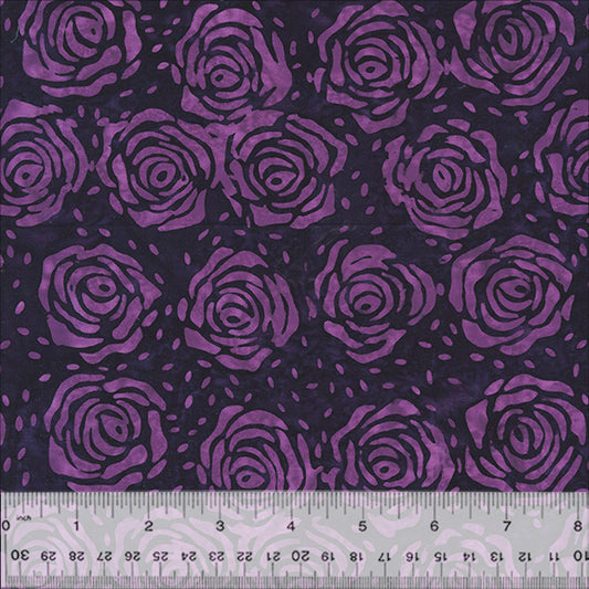 Splendor Quiltessentials 7 Batiks by Anthology Fabrics :  Roses Eggplant 446Q-4 (Estimated Ship Date July 2024)