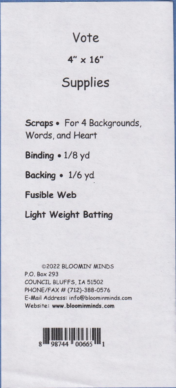 Vote Wall Hanging Applique Pattern by Bloomin' Minds