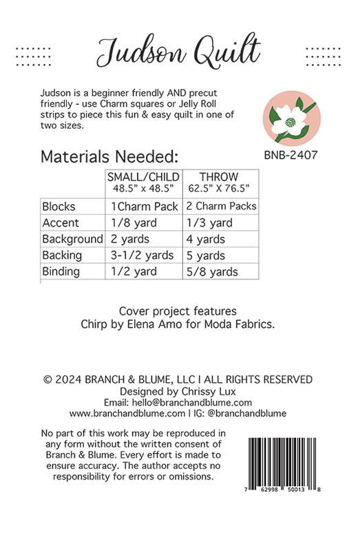 Judson Quilt Pattern by Branch & Blume
