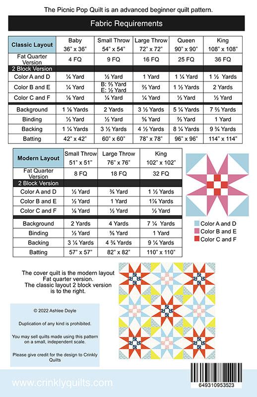 Picnic Pop Quilt Pattern by Crinkly Quilts