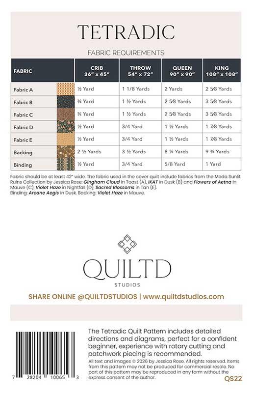 Tetradic Quilt Pattern by Quiltd Studios