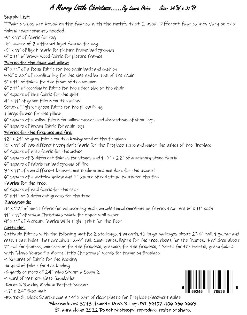 A Merry Little Christmas Collage Pattern by Laura Heine # FWLHAMLC - Special Order