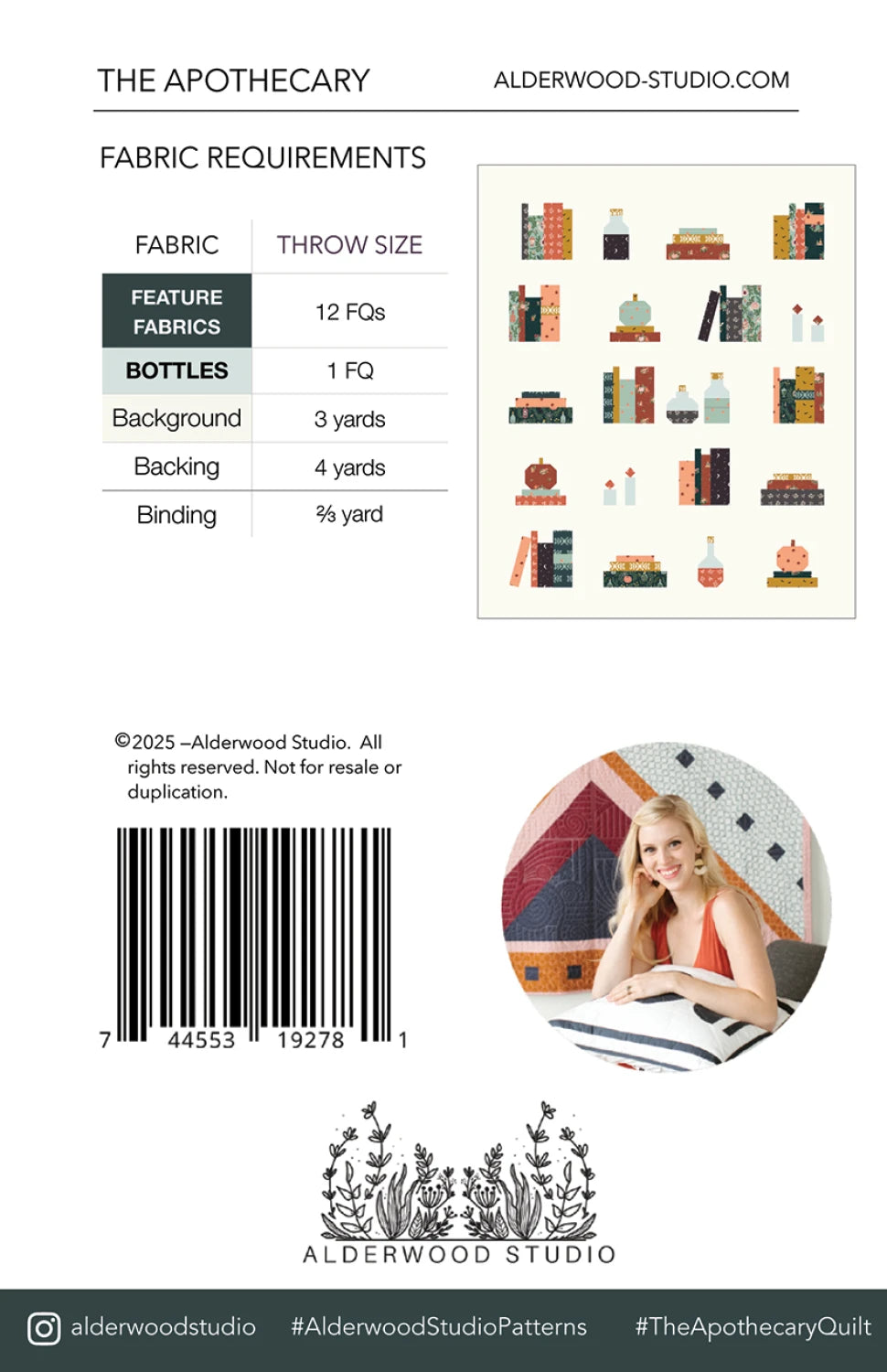 Apothecary Quilt Pattern by Alderwood Studio (Estimated arrival date- May 2026)