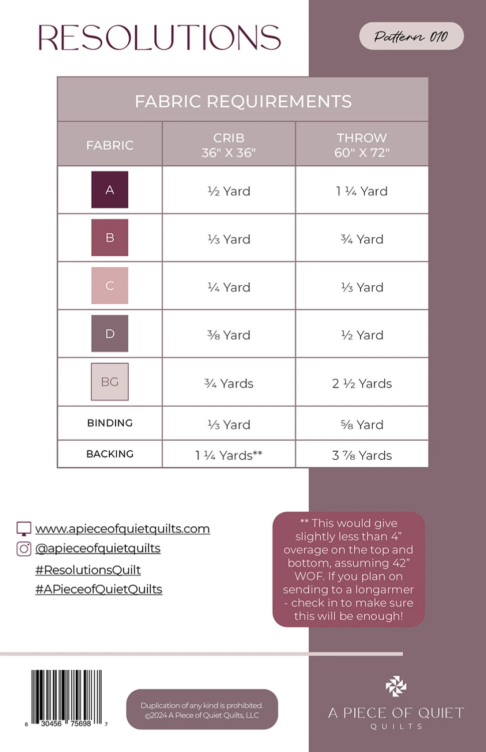 Resolutions Quilt Pattern by A Piece of Quiet Quilts