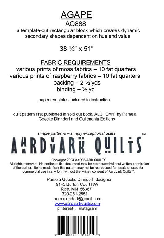 Agape Quilt Pattern by Aardvark Quilts