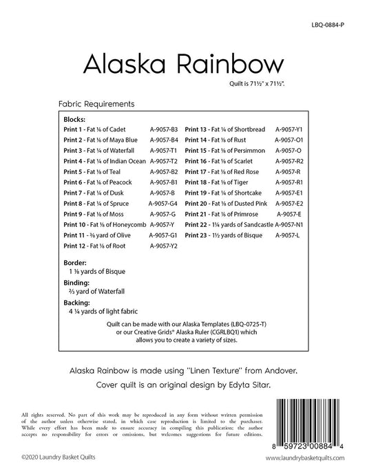 Alaska Rainbow Quilt Pattern by Laundry Basket Quilts