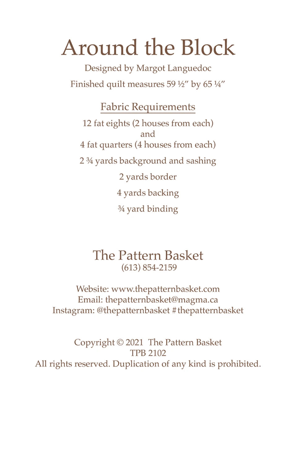 Around the Block Quilt Pattern by the Pattern Basket