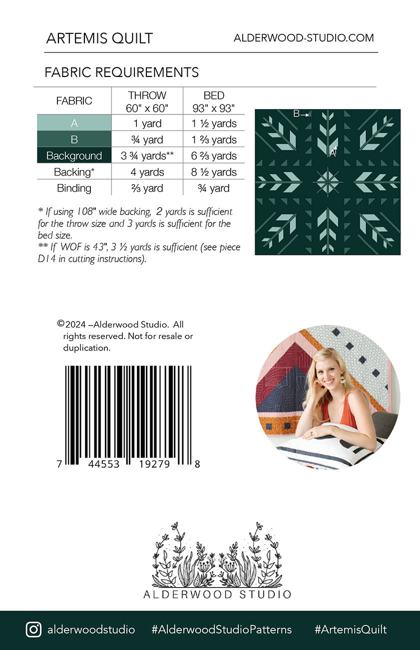 Artemis Quilt Pattern by Alderwood Studio