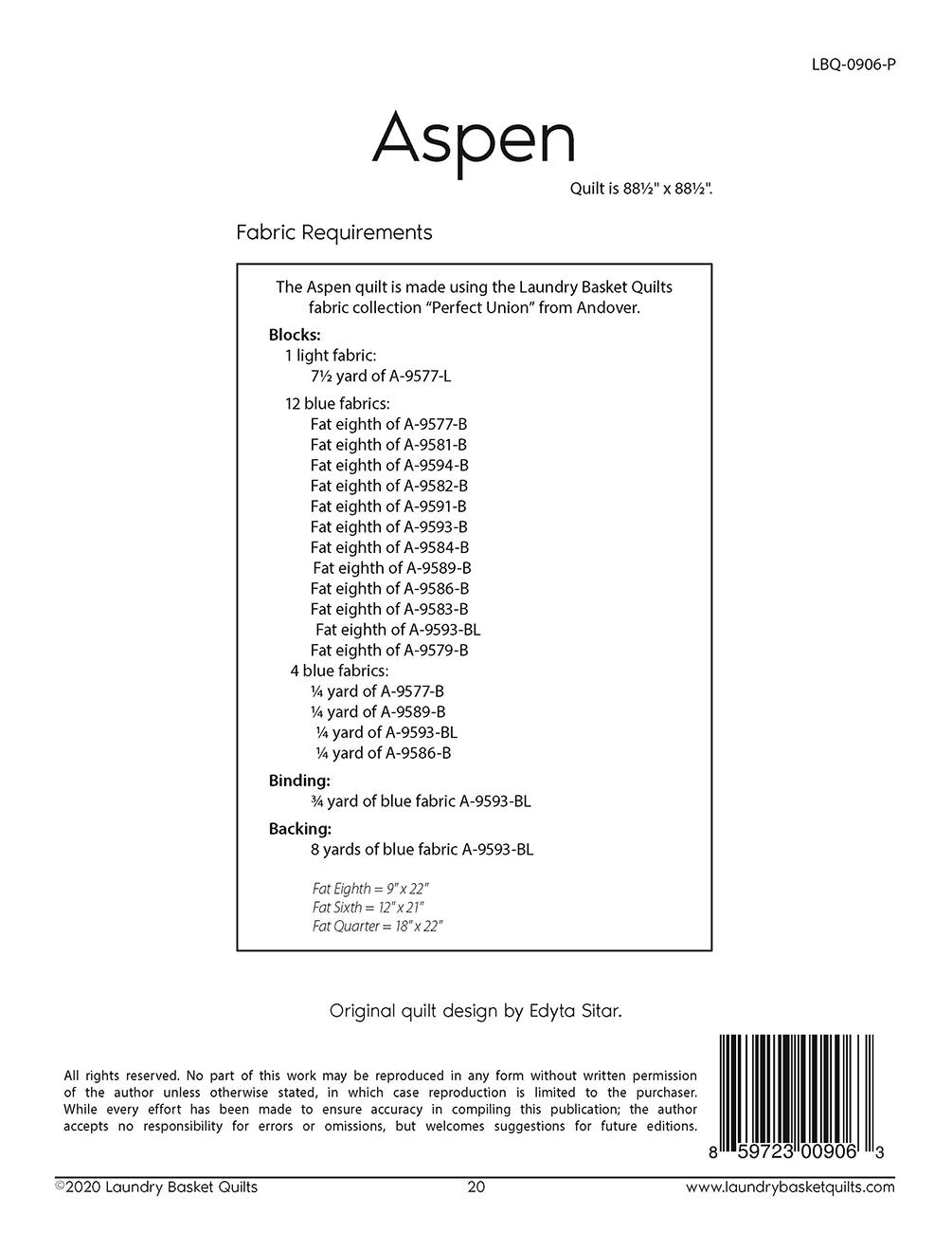 Aspen # LBQ-0906-P - Special Order