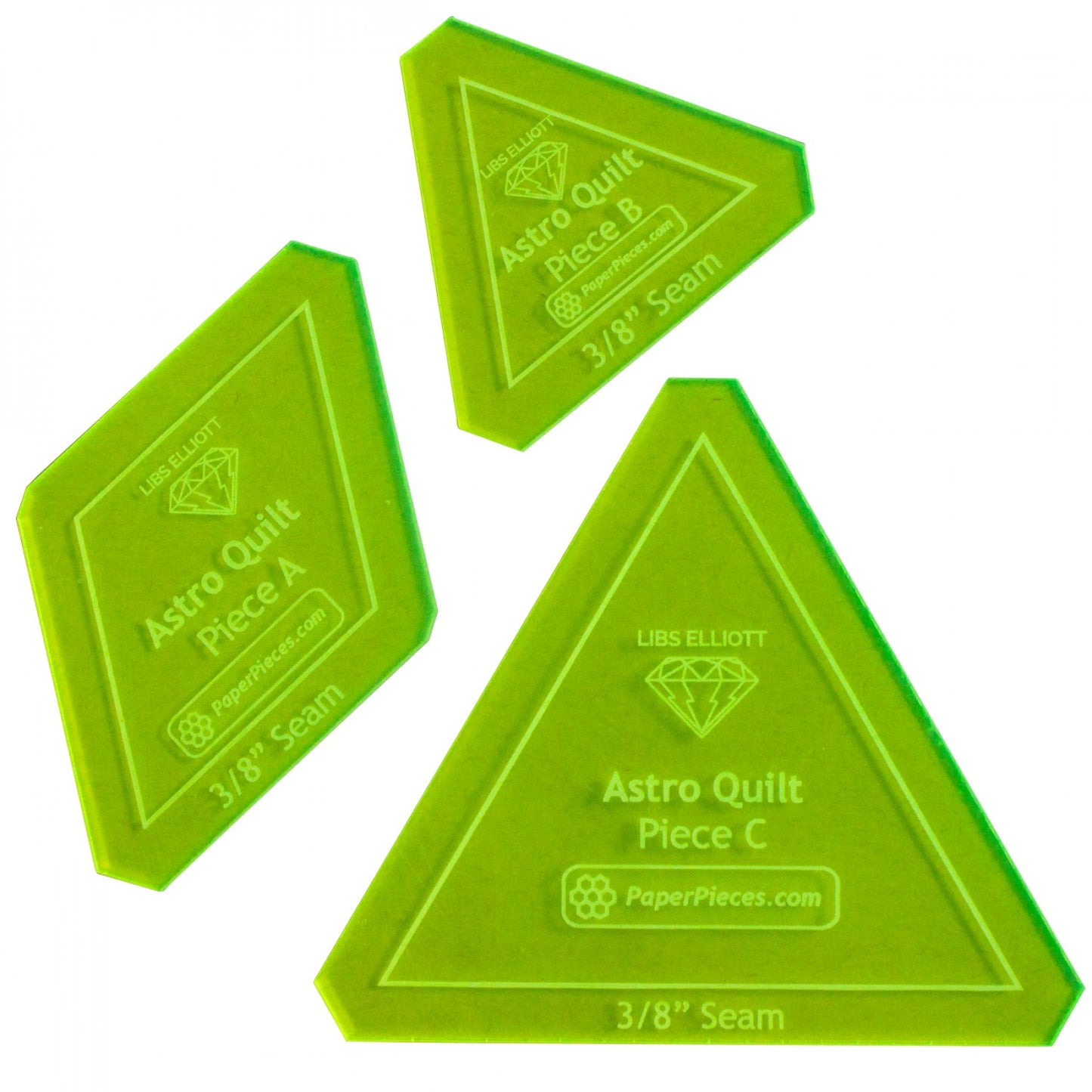 Astro Quilt Fabric Cutting Template Set 3pc # ASTROQUILT-038 - Special Order