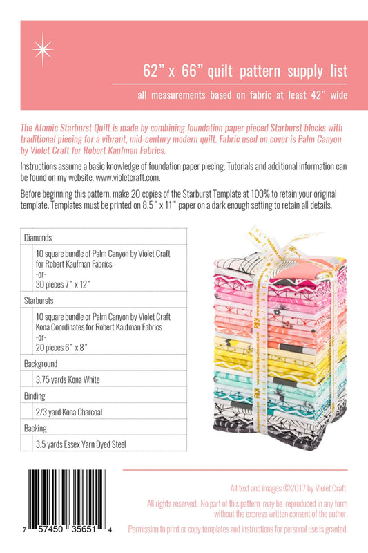 Atomic Starburst FPP Quilt Pattern by Violet Craft