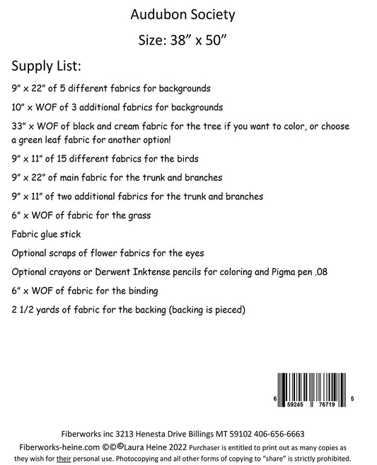 Audubons Society Quilt Pattern by Laura Heine # FWLHAUDUBONS - Special Order