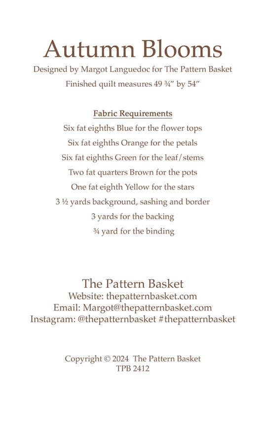 Autumn Blooms Quilt Pattern by the Pattern Basket
