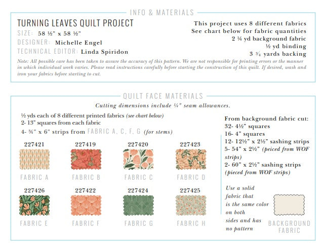 Bali Dreams by Penn Gray Design : Turning Leaves Quilt Kit