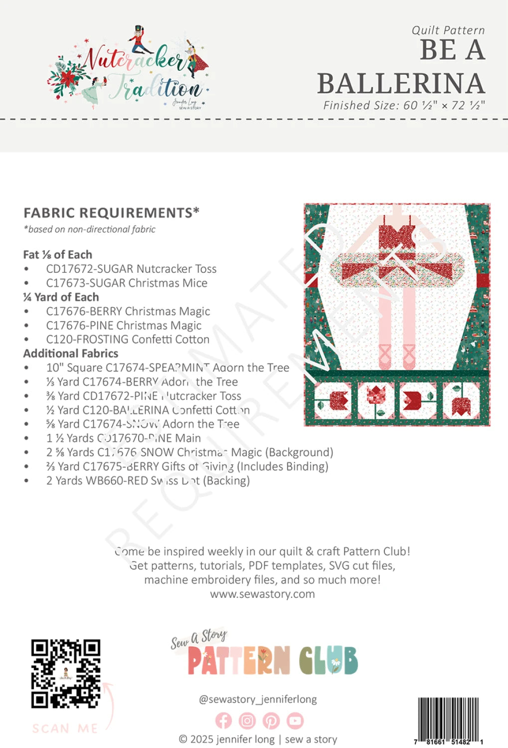 Be A Ballerina Quilt Pattern by Sew A Story