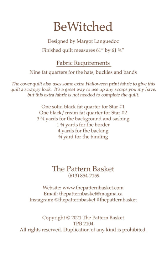BeWitched Quilt Pattern by the Pattern Basket