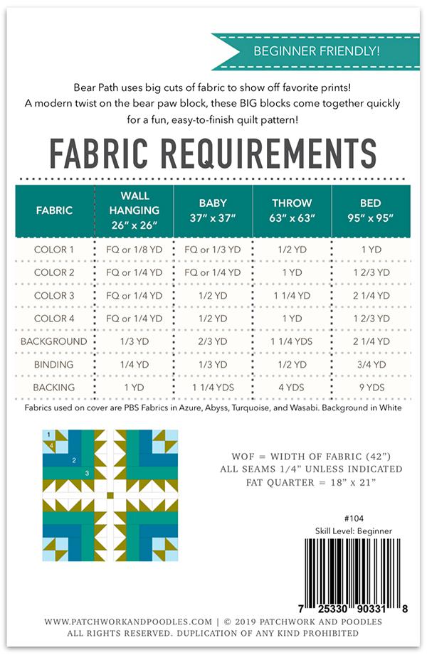 Bear Path Quilt Pattern by Patchwork and Poodles