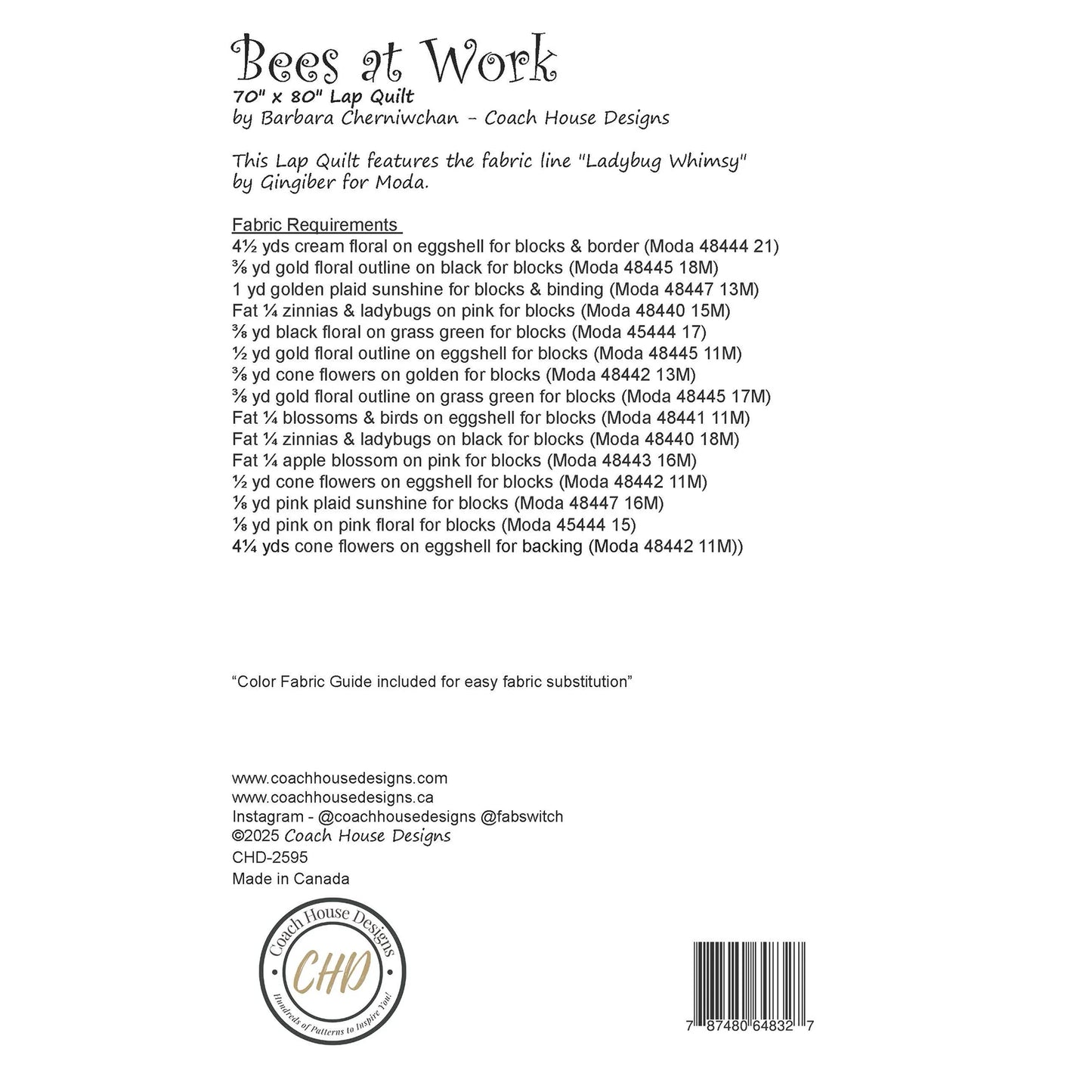 Bees at Work Quilt Pattern by Coach House Designs