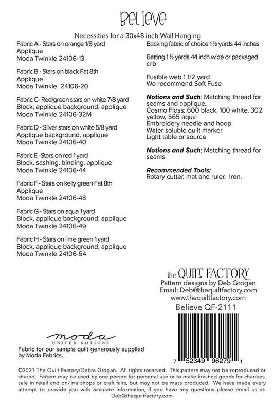 Believe Appliqué Quilt Pattern by The Quilt Factory