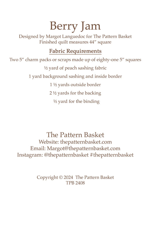 Berry Jam Quilt Pattern by the Pattern Basket