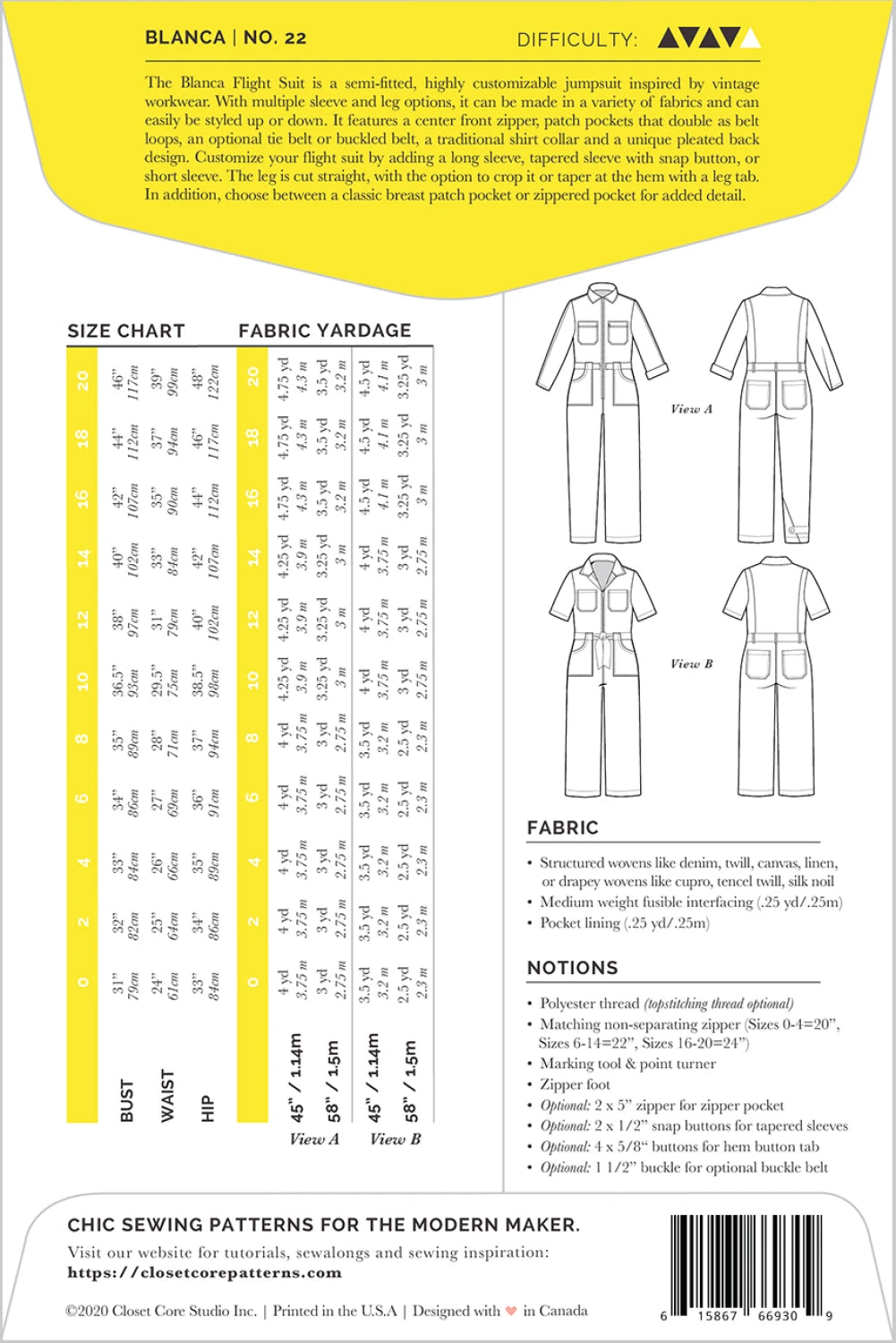 Blanca Flightsuit Pattern by Closet Core Patterns - Special Order