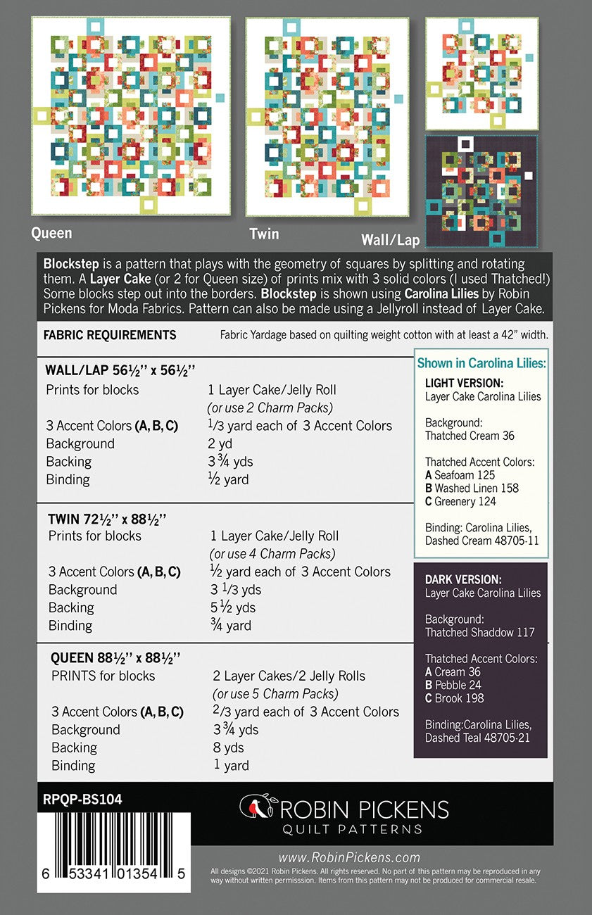 Blockstep Quilt Pattern by Robin Pickens