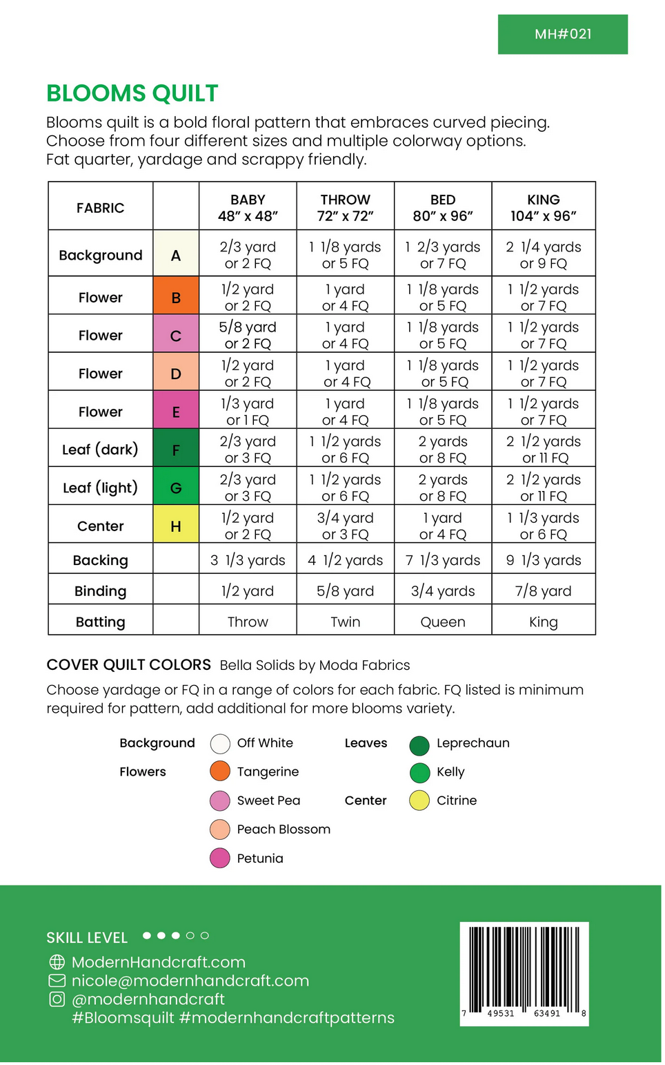 Blooms Quilt Pattern by Modern Handcraft
