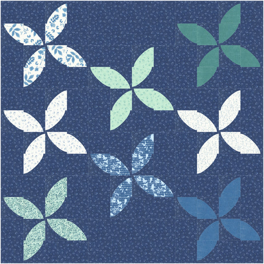 Petal Quilt Kit featuring Bluebell by Janet Clare
