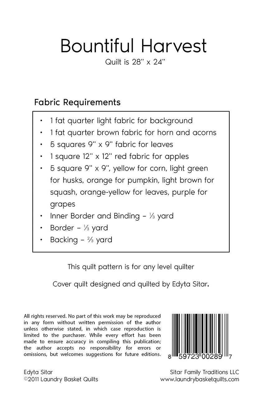 Bountiful Harvest Table Topper Pattern by Laundry Basket Quilts