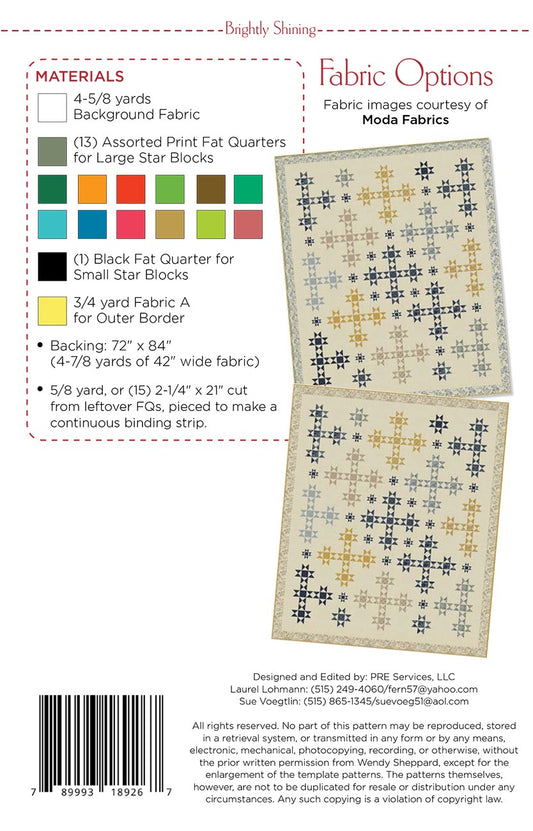 Brightly Shining Quilt Pattern by Wendy Sheppard