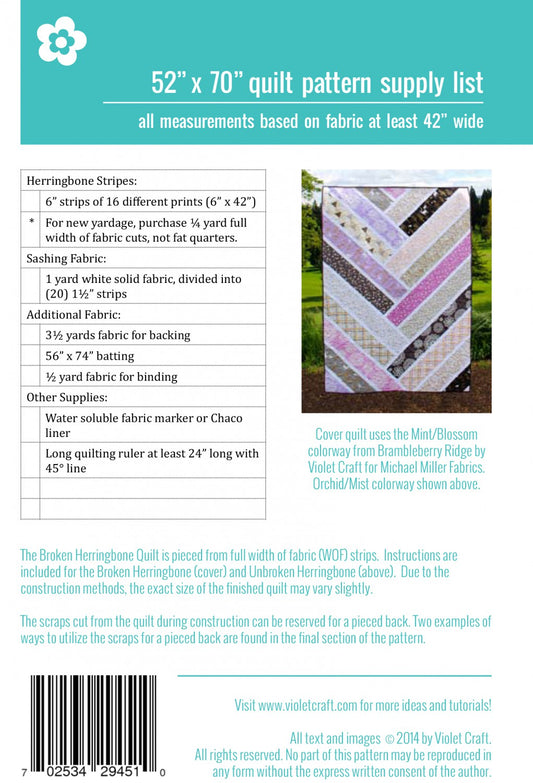 Broken Herringbone Quilt Pattern by Violet Craft
