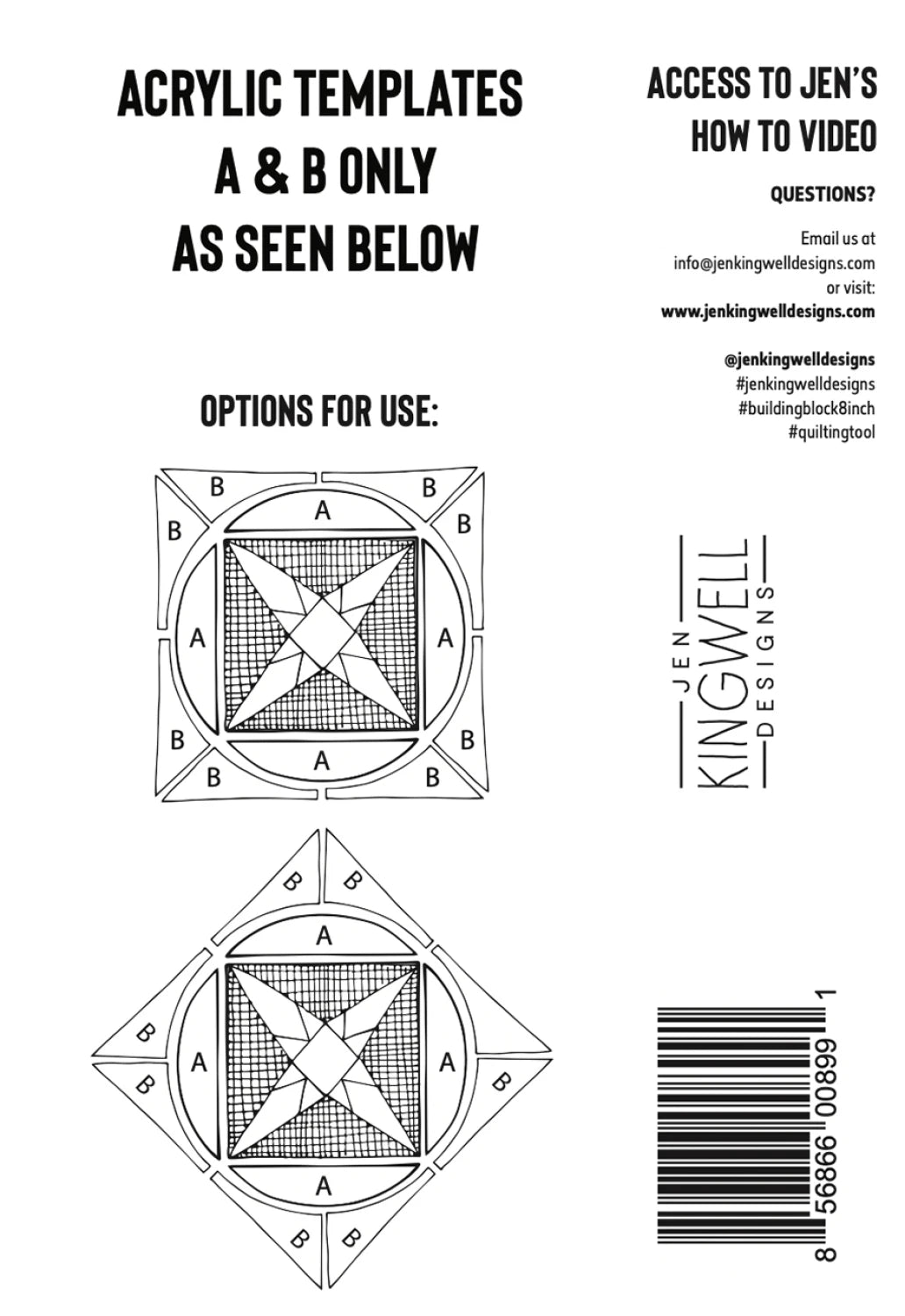 Building Blocks Templates - 8" to 12" Finished by Jen Kingwell Designs - Special Order