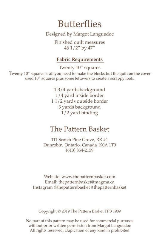 Butterflies Quilt Pattern by The Pattern Basket