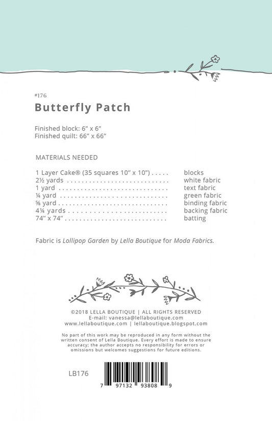 Butterfly Patch Quilt Pattern by Lella Boutique
