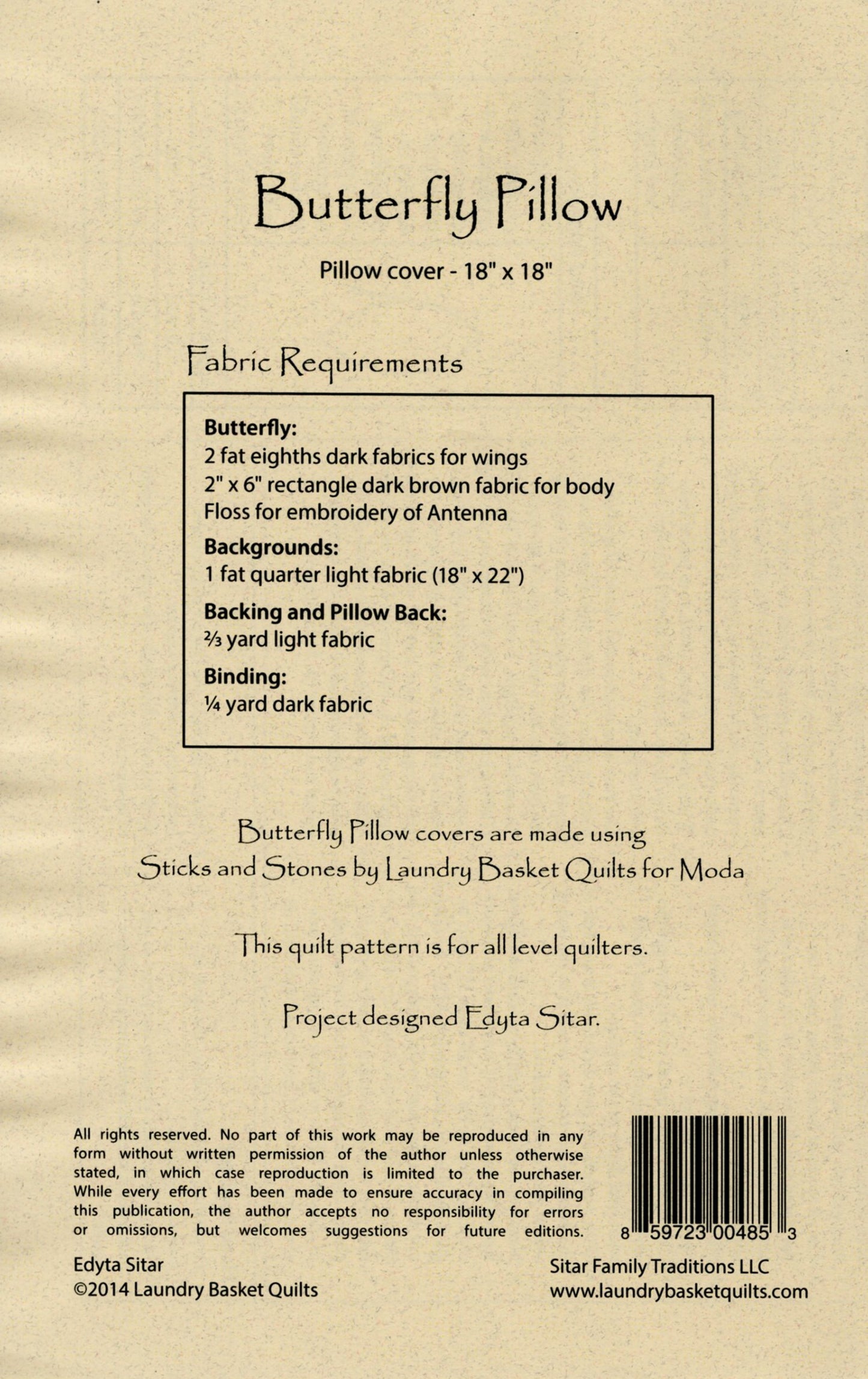 Butterfly Pillow # LBQ0485 - Special Order