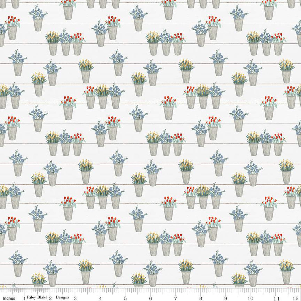 Farmhouse Summer by Echo Park: Flower Pots Off White