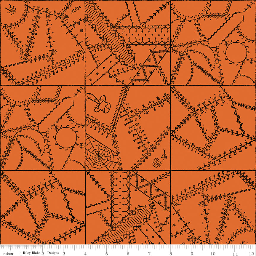 Scary Scraps by J. Wecker-Frisch : Crazy Patchwork Orange C17604-ORANGE