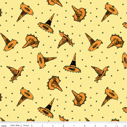 Scary Scraps by J. Wecker-Frisch : Festive Hat Toss Yellow C17605-YELLOW