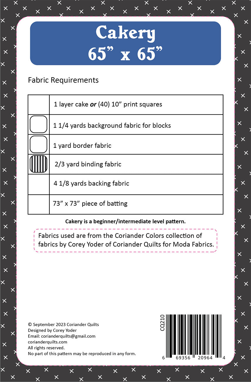 Cakery Quilt Pattern by Corriander Quilts - Special Order