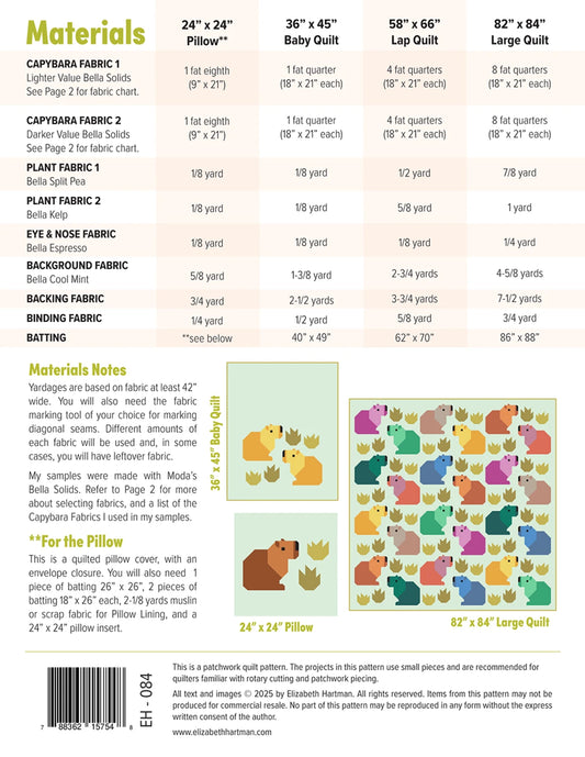 Capybara Club Quilt Pattern by Elizabeth Hartman
