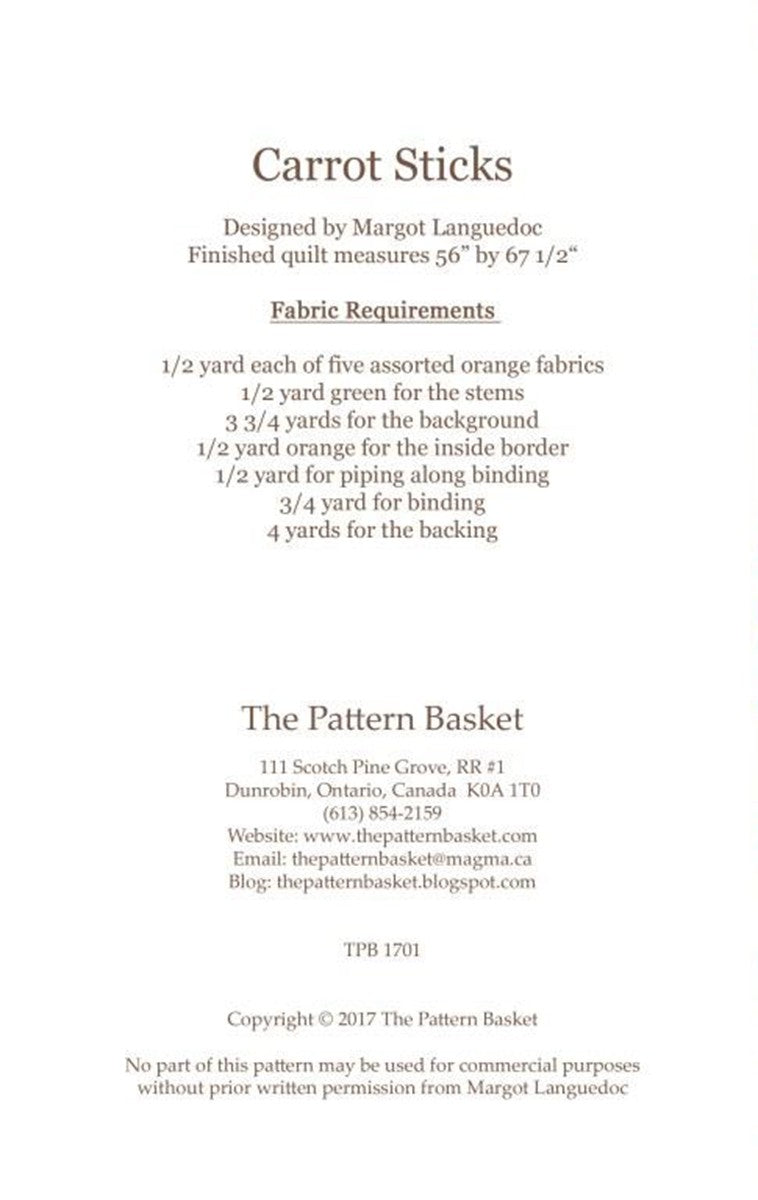 Carrot Sticks Quilt Pattern by The Pattern Basket