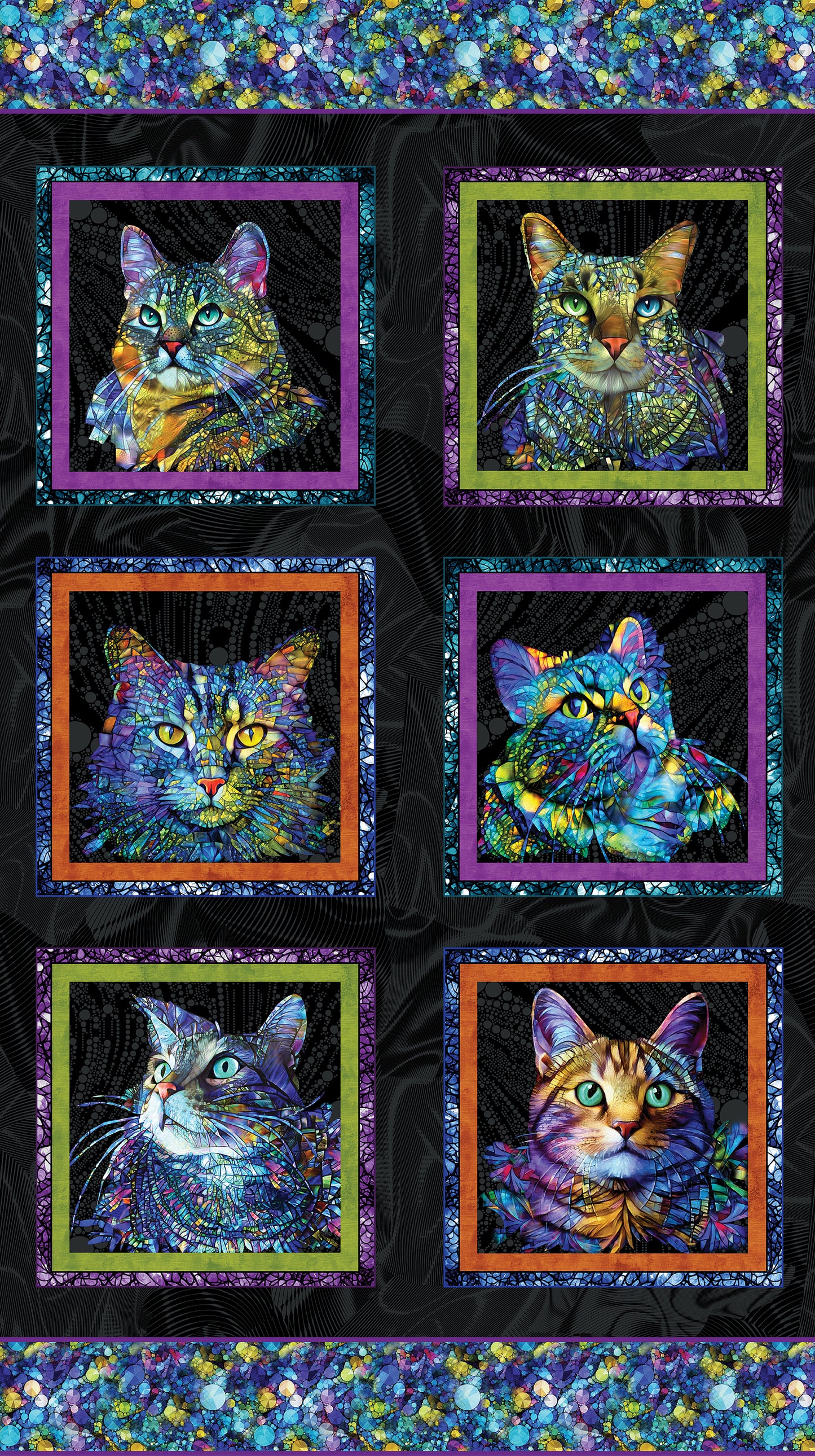 Cat Artistry by Peggy Collins : Panel Black/Multi 16732-12